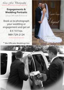 Need a photographer for your wedding? Right now we have are best portrait package specials ever and you get a FREE 8 X 10 portrait just for booking your wedding. We're getting booked up, so please contact us soon.